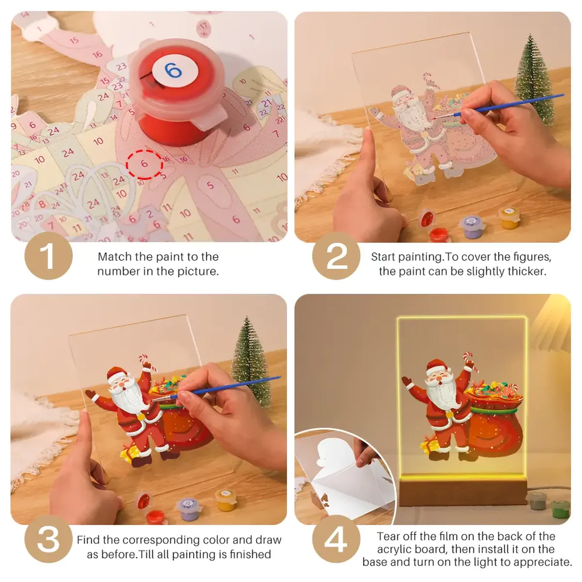 Santa with the Gifts - LED Paint By Numbers 3 024 12 1 DIY paintings - Paint by numbers - Diamond Painting