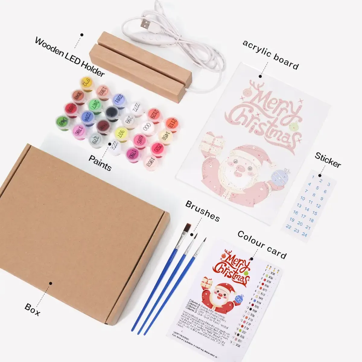 Happy Santa - Fröhliche Weihnachten LED Malen nach Zahlen 2 Fröhlicher Santa – Frohe Weihnachten LED Malen nach Zahlen