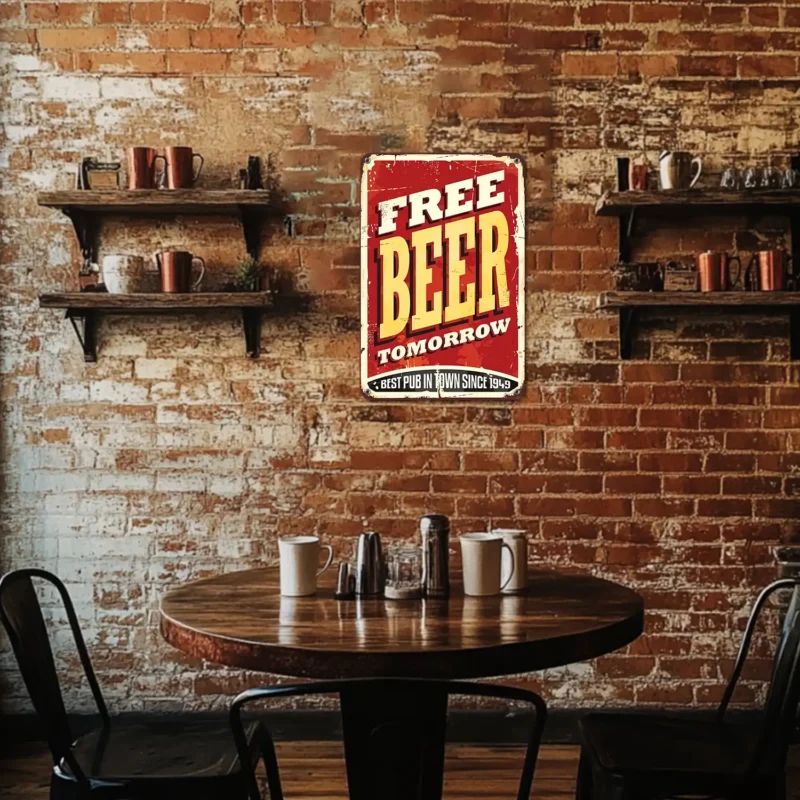 Free Beer Tomorrow - DIY Metall-Bar-Poster
