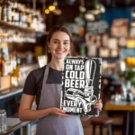 Bière Froide Toujours au Robinet Affiche Métal DIY