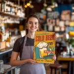 Kall Öl Bäst i Stan DIY Metallaffisch