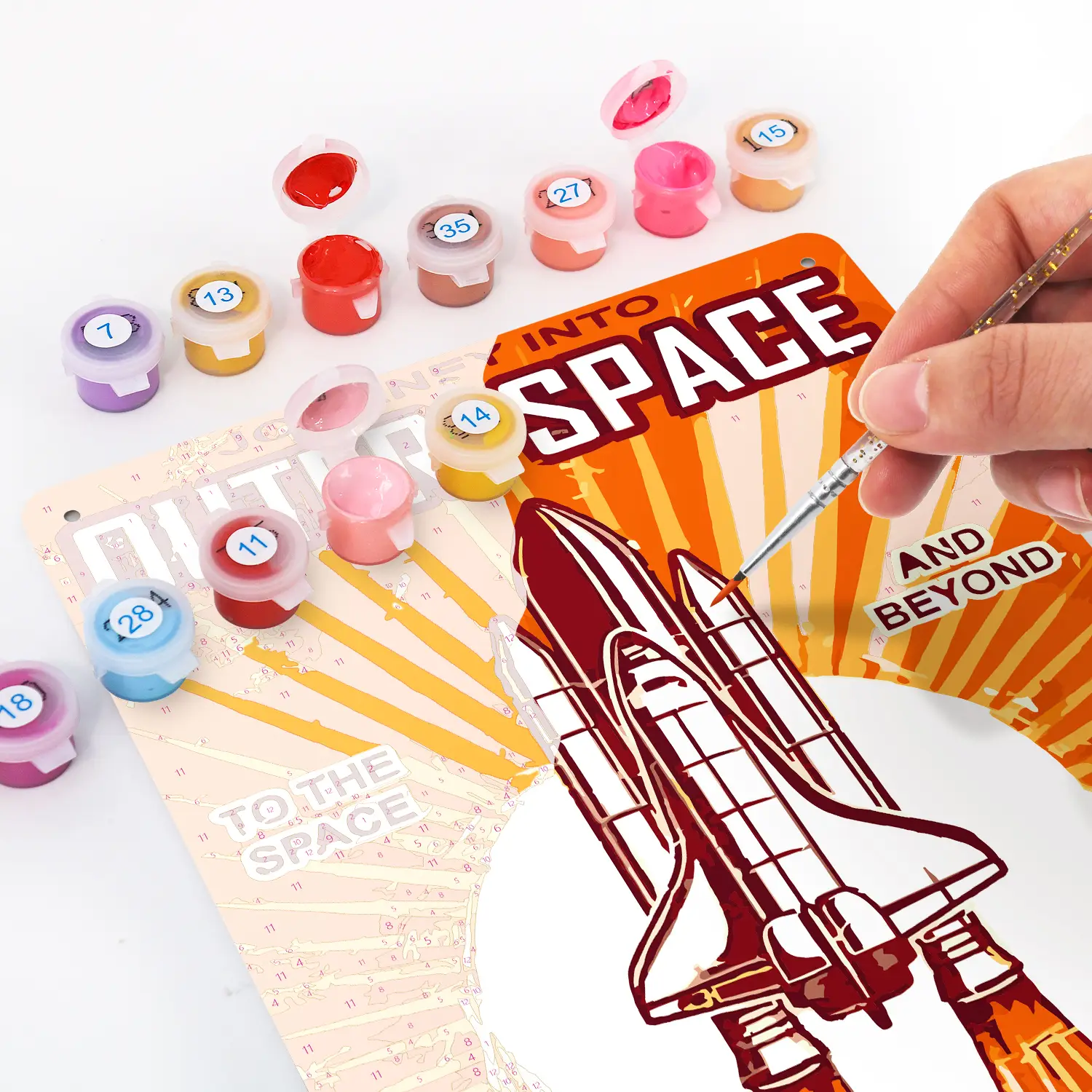 Yttre rymden raket DIY-metallaffisch 3 DIY-raket för yttre rymden Metallaffisch