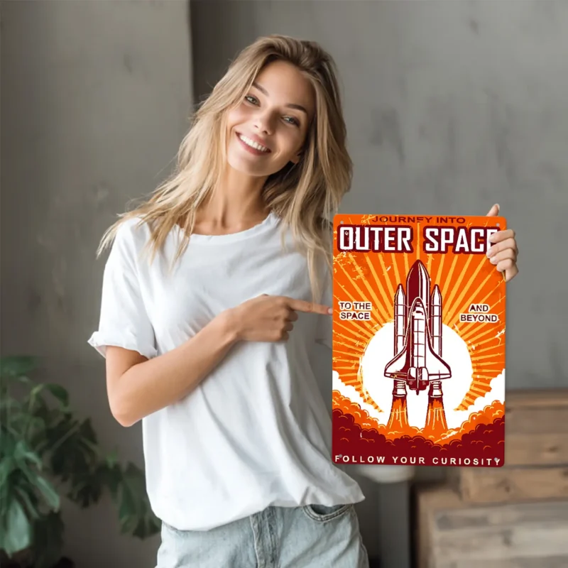DIY-raket för yttre rymden Metallaffisch