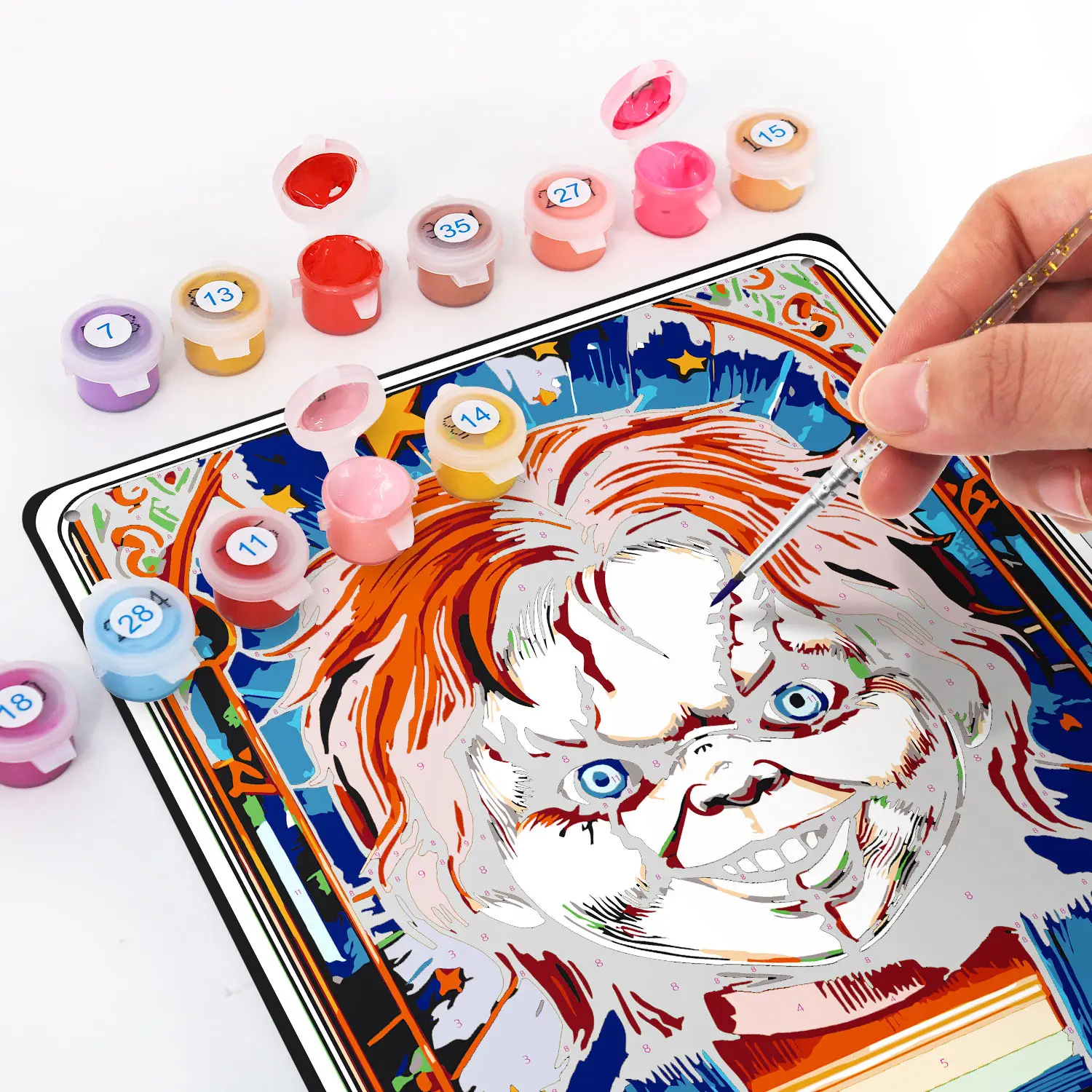 Skrämmande Docka Halloween DIY-metallaffisch 3 17 24 1 DIY-målningar - Mål efter nummer - Diamond Painting