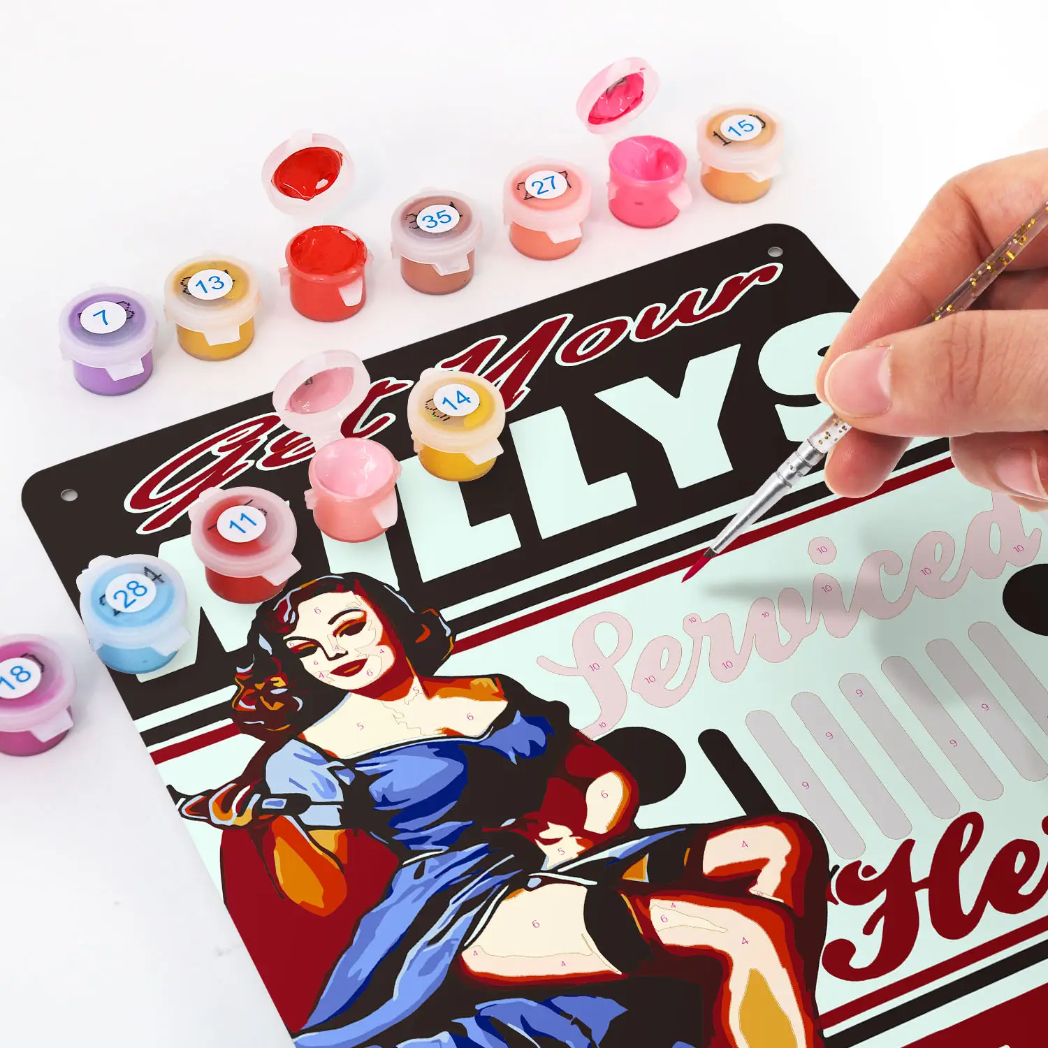 Get Your Willys Serviced Here DIY Metallposter 3 18 1 1 DIY-Bilder - Malen nach Zahlen - Diamantmalerei