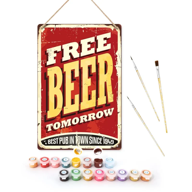 Free Beer Tomorrow - DIY Metall-Bar-Poster