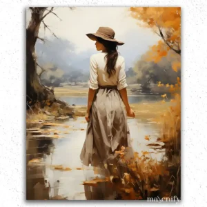 Mädchen und Herbstblätter