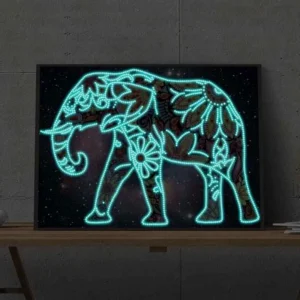 Diamond Paintings and Paint by Numbers 58 Spiritual Glowing Elephant - Diamond Painting