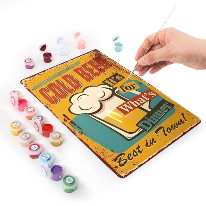 Kall Öl Bäst i Stan DIY Metallaffisch