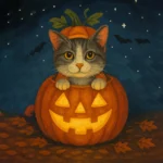 Schwarze Katze im Kürbis – Individuelles Halloween-Haustierporträt