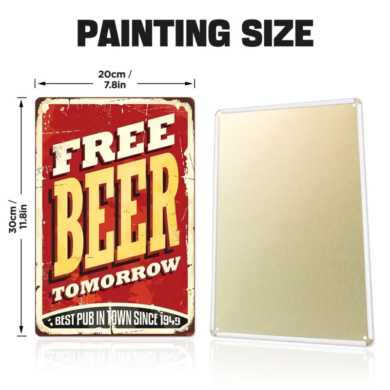 Free Beer Tomorrow - DIY Metall-Bar-Poster