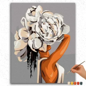 Schöne Frau und Blume