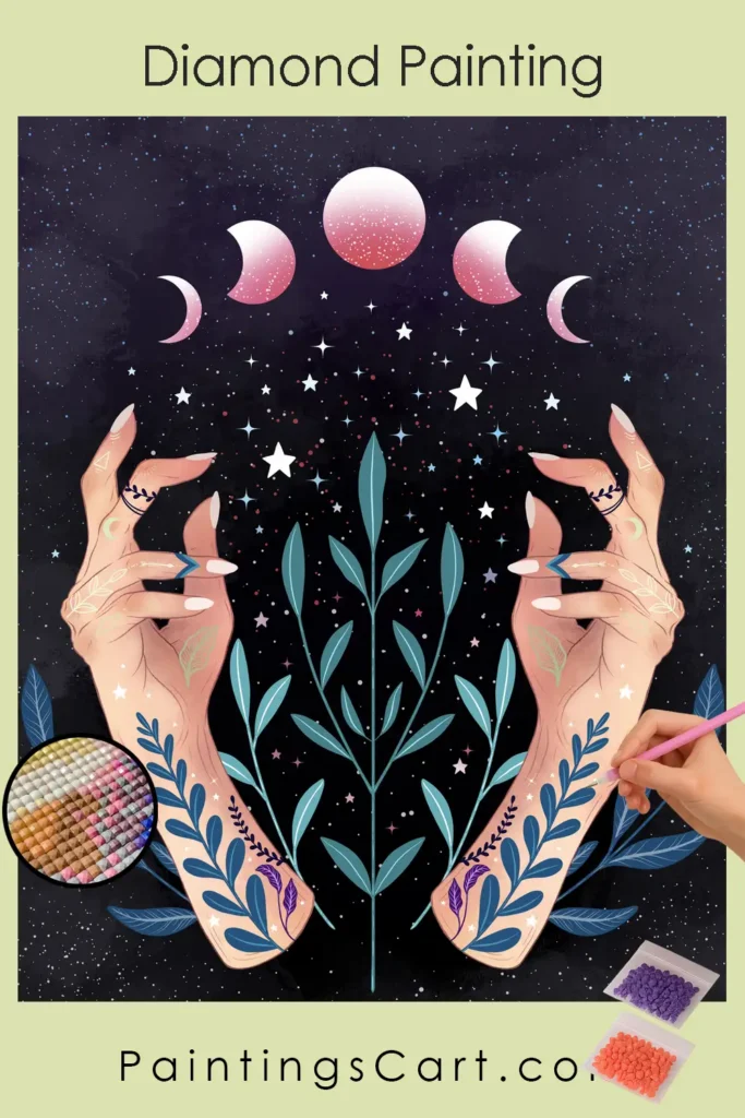 Andliga händer - Månfaser 1 530465 pin diamond painting paintingscart 683x1024 1 DIY målningar - Måla efter nummer - Diamond Painting