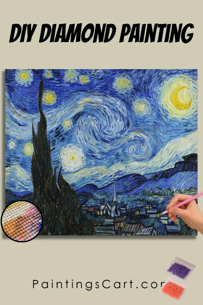 Starry Night - Van Gogh 1 549166 pin diamond painting paintingscart 683x1024 1 DIY paintings - Paint by numbers - Diamond Painting