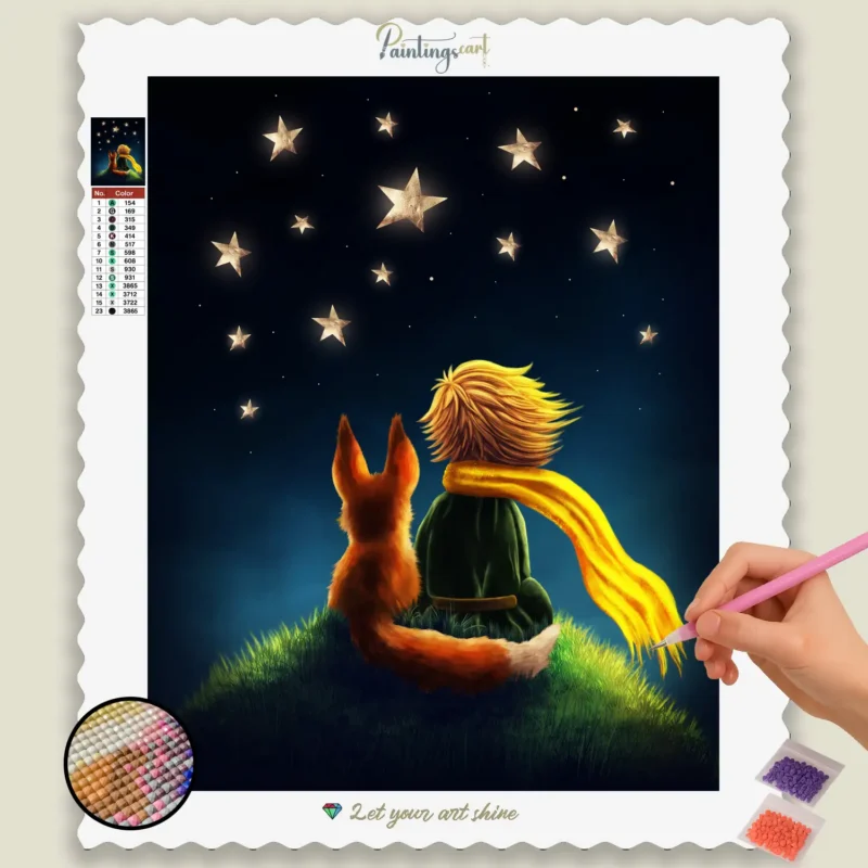 554834_base-diamond-painting-paintingscart Junge und Fuchs (Nacht, Sterne)
