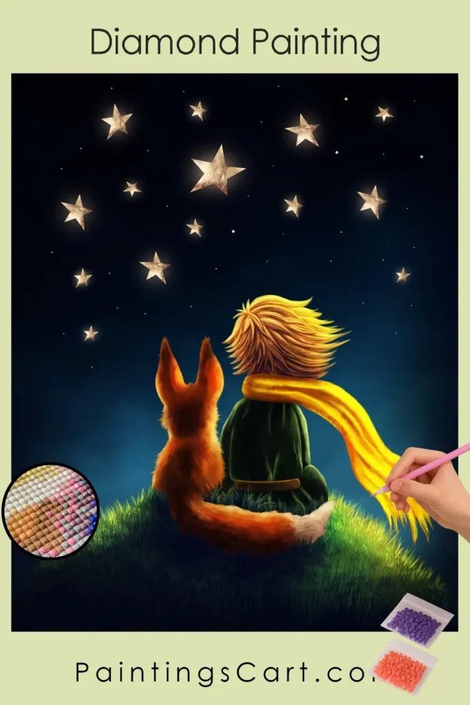 Garçon et Renard (Nuit, Étoiles) 1 554834 pin diamond painting paintingscart 683x1024 1 DIY paintings - Paint by numbers - Diamond Painting