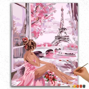 Mädchen, das den Eiffel-Turm betrachtet