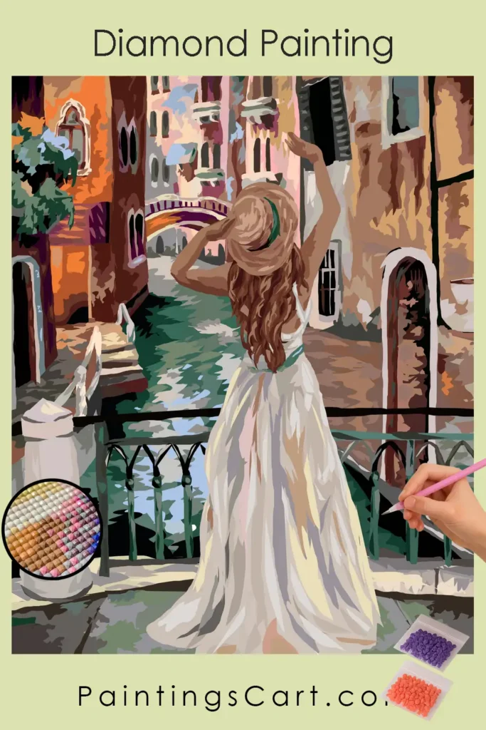 Elegant Lady in Venice 1 562560 pin diamond painting paintingscart 683x1024 1 DIY paintings - Paint by numbers - Diamond Painting
