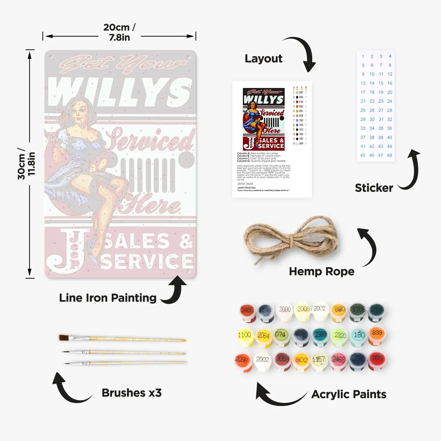 Get Your Willys Serviced Here DIY Metallposter 1 7 16 1 DIY-Bilder - Malen nach Zahlen - Diamantmalerei