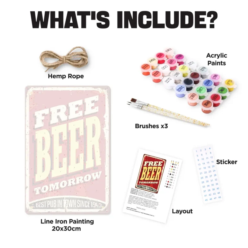 Free Beer Tomorrow - DIY Metall-Bar-Poster