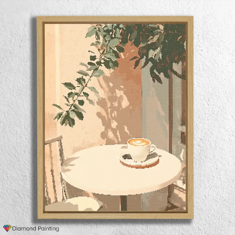 Diamond Painting: Kaffee auf dem Tisch (Rosa) 1