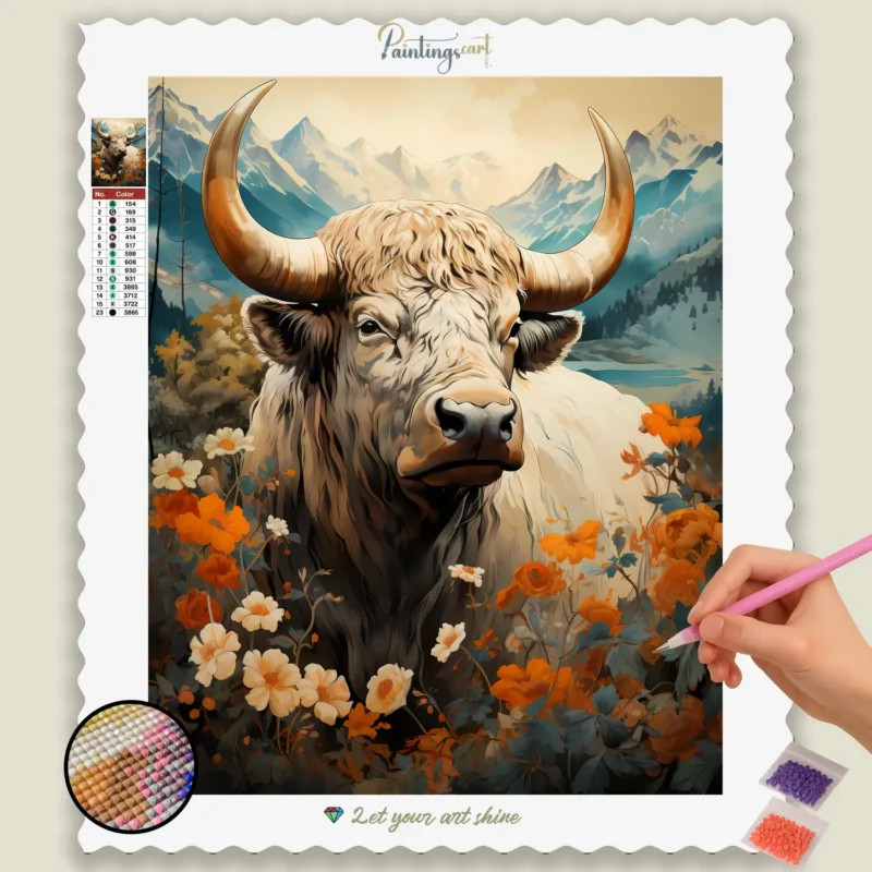 Asia_35125_base-diamond-painting-paintingscart Hooglandse Koe, Grote Horens