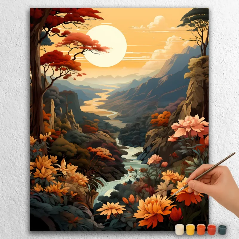 Montañas, Río y Sol