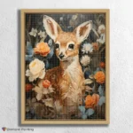 Fawn Deer and Flowers