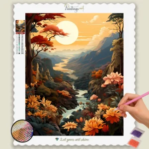 Sonne, Blumen und Fluss