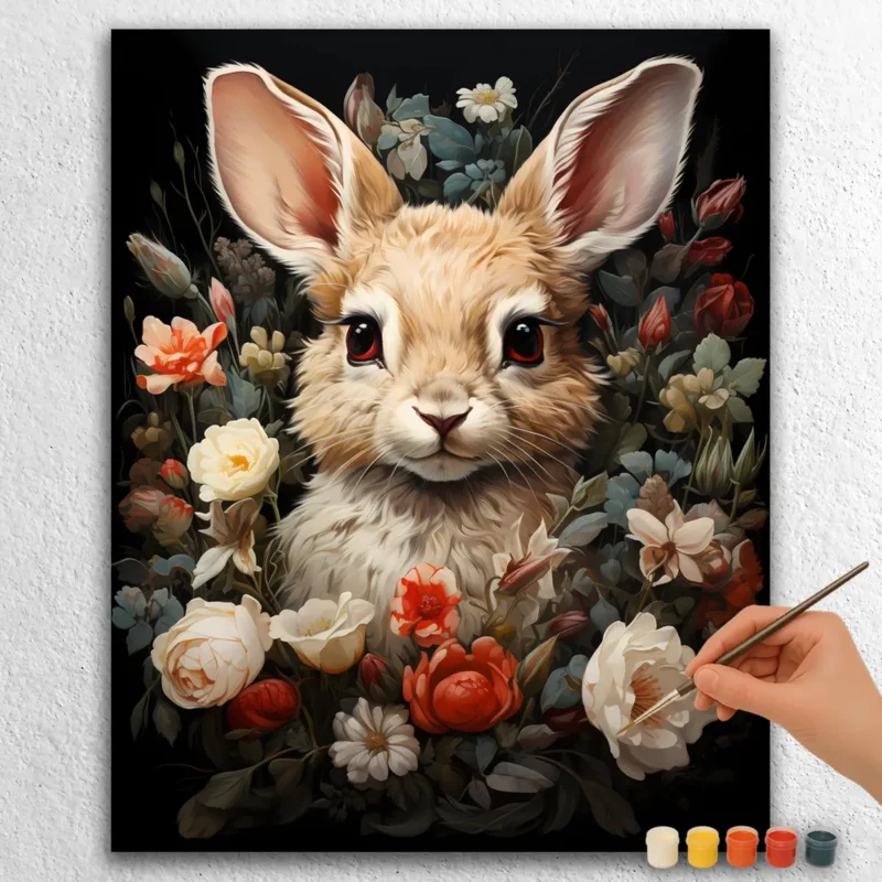 Baby-Animals-Valentines-Day-10315 Cute Rabbit in Flowers