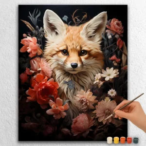 Baby Fox and Flowers