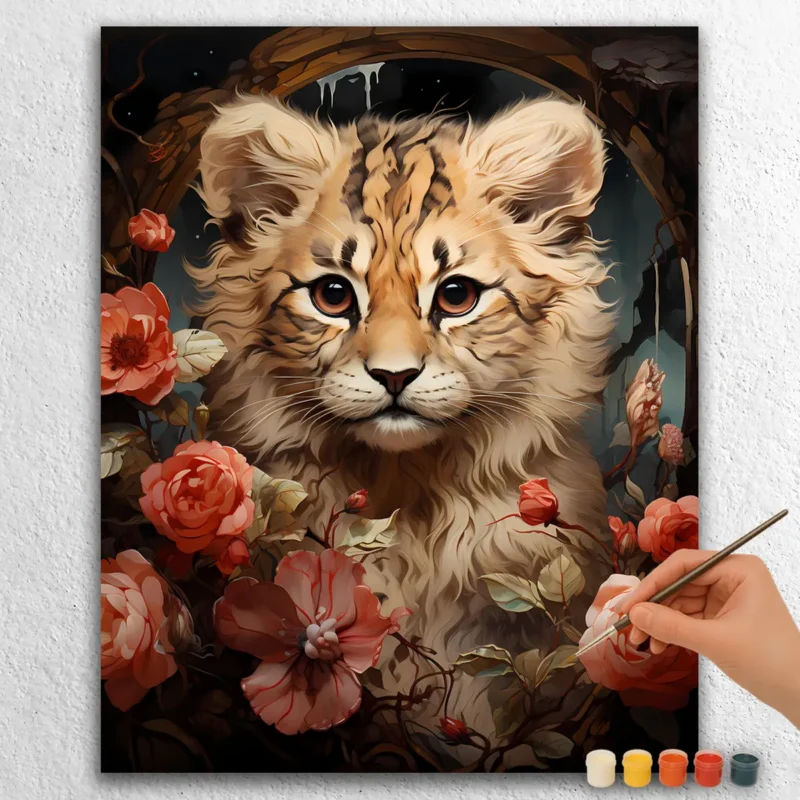 Baby-Animals-Valentines-Day-64369 Niedliche Wildkatze und Blumen