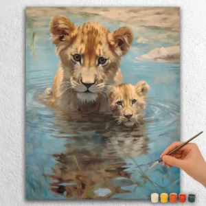 Lionceau avec sa mère