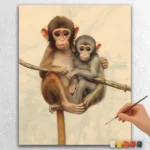 Bébé singe avec sa mère