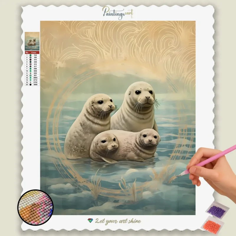 Baby_Animals_27241_base-diamond-painting-paintingscart Robbenbaby im Meer