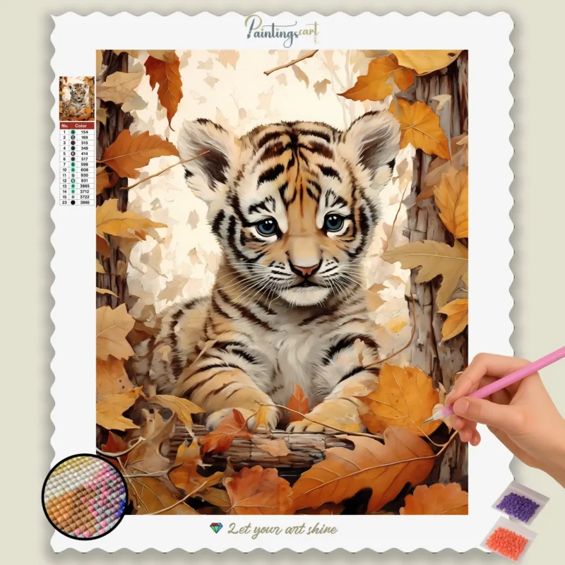 Baby_Animals_3237_base-diamond-painting-paintingscart Schattige Baby Tijger