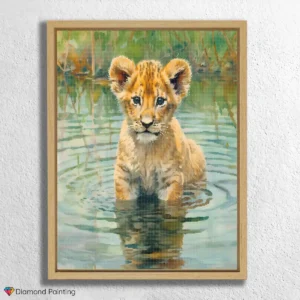 Bébé Lion dans l'Eau