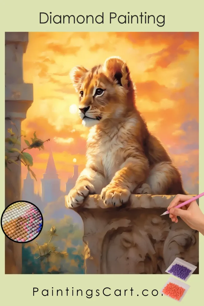 Baby Leeuw op de Berg 1 Baby Leeuw Zittend op een Berg