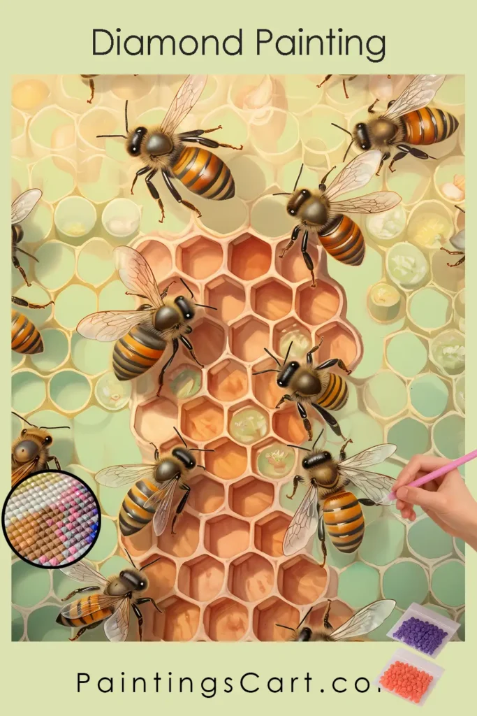 Bees and Beehive Diamond Painting 1 Abeilles et Ruche