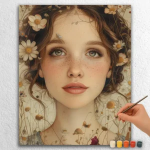 Vacker Flicka och Blommor