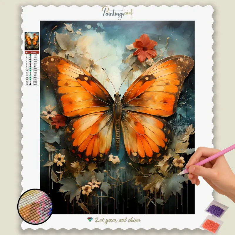 Burnt_Orange_47528_base-diamond-painting-paintingscart Verbazingwekkende Vlinder