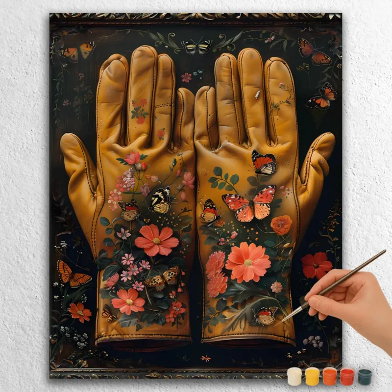 Schmetterlinge auf Handschuhen