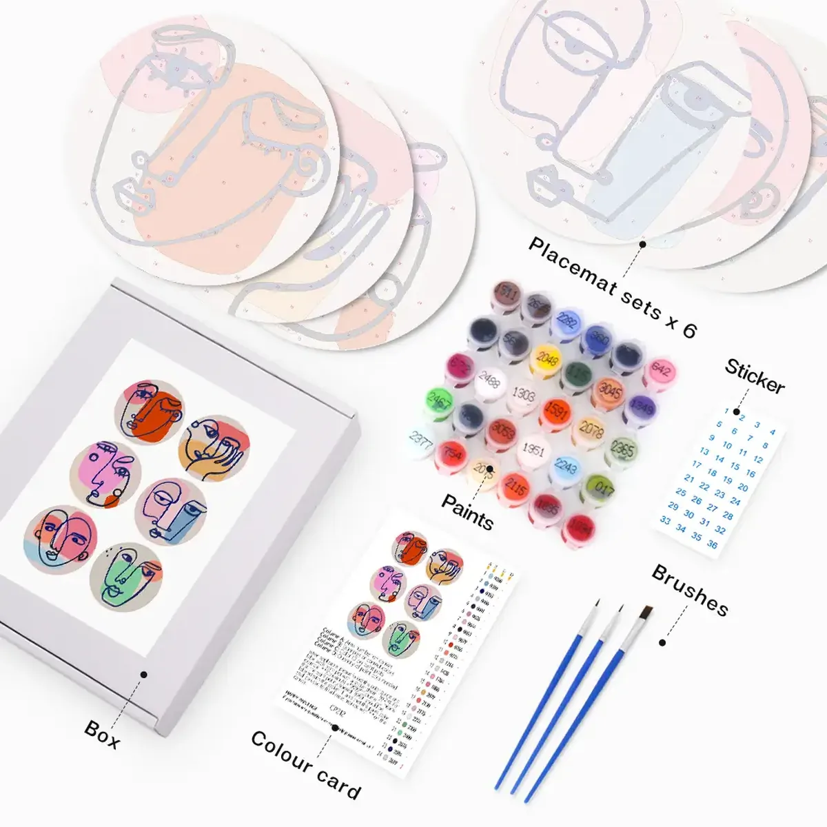 Minimalist Art Placemats (6 Pieces) - Paint by Numbers 1 Minimalist Art Placemats (6 Pieces) - Paint by Numbers