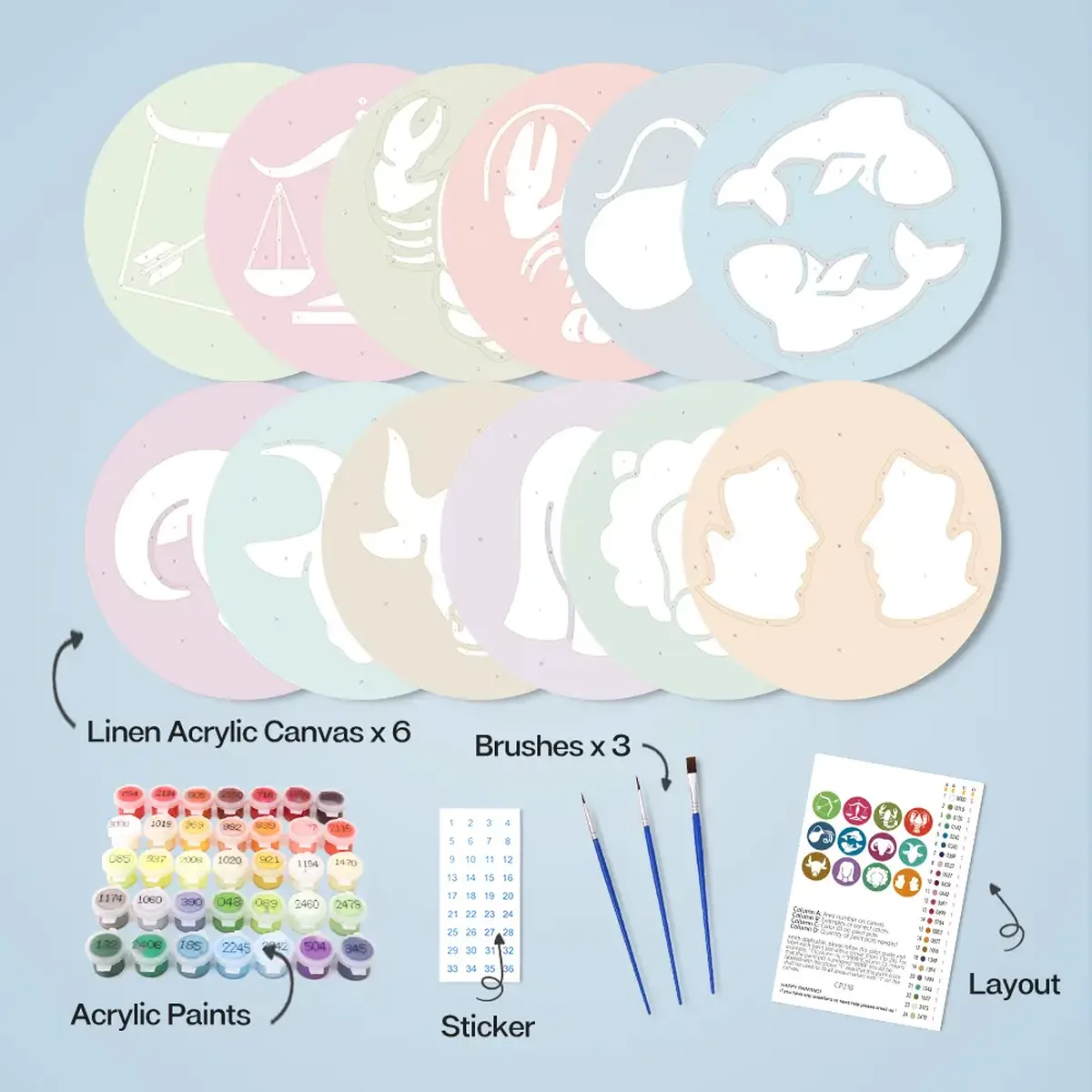 Zodiac Signs Placements (12 Pieces) - Paint by numbers 1 Zodiac Signs Placements (12 Pieces) - Paint by numbers