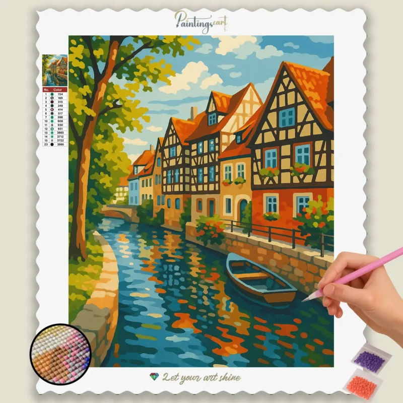 Canal_View_in_Historic_Town_base-diamond-painting-paintingscart Canal_View_in_Historic_Town