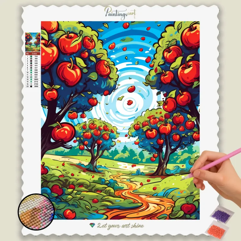 Cartoon-Style_Farm_11655_base-diamond-painting-paintingscart Apfelbäume