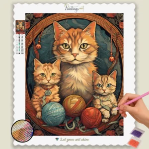 Diamond Painting Kits: 5D Diamond Art & Custom Kits | PaintingsCart 25 Cat and Kittens with Yarn Balls