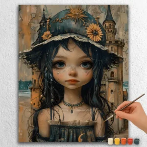 Blumenhut auf einem Mädchen