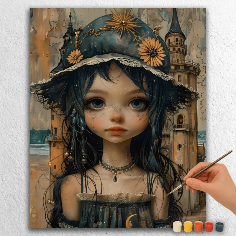 Chapeau de fleurs sur une fille