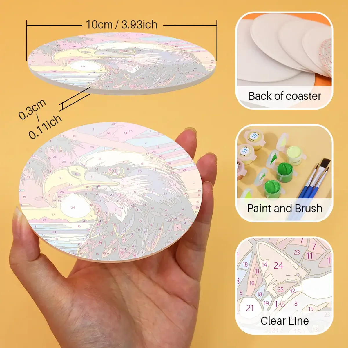 Animali Colorati - Sottobicchieri Tigre Volpe Gatto Fai Da Te Dipingi per Numeri 3 Animali Colorati - Sottobicchieri Tigre Volpe Gatto Fai Da Te Dipingi per Numeri